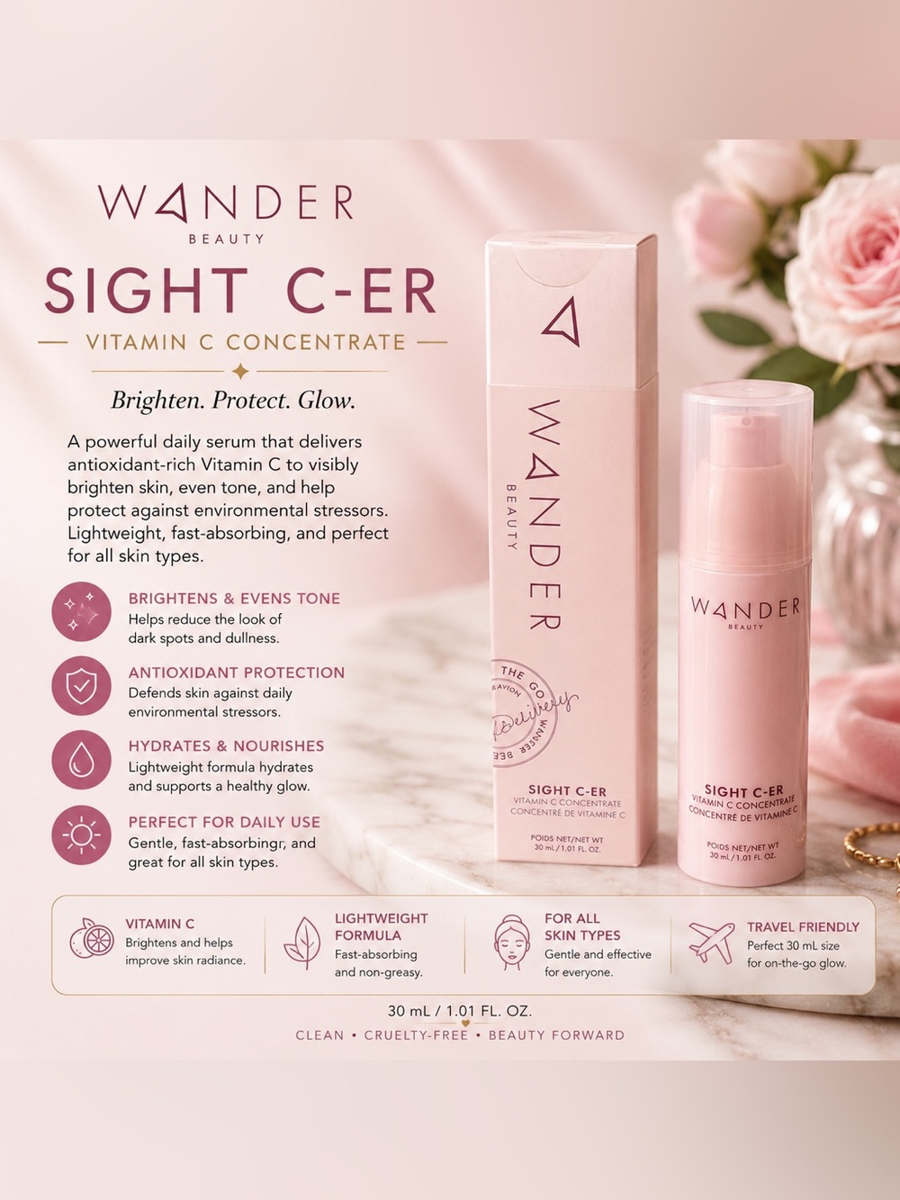 Wander Beauty Sight C-Er Vitamin C Concentrate Serum 30 ml / 1.01 fl oz – Bright